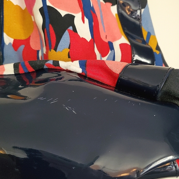 Anthropologie Vivid Spring Cheerful Multicolor Tulip Print Graphic Pattern Bag - Picture 4 of 12